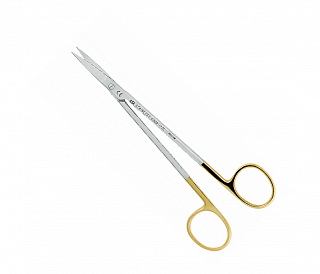 Asa Dental 0309-2TC - ножницы для десны N2 изогнутые по плоскости с твердосплавными вставками и золотистыми ручками, 16 см