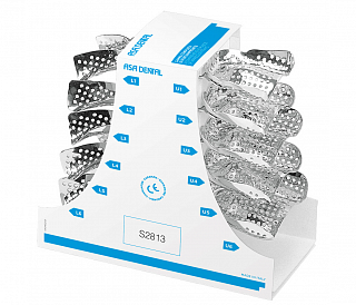Asa Dental S2813 - ложка слепочная, набор 11 штук, с перфорацией без бортиков для беззубых челюстей
