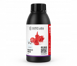 HARZ Labs Basic Red V2 - базовая фотополимерная смола, цвет красный, 0,5 кг
