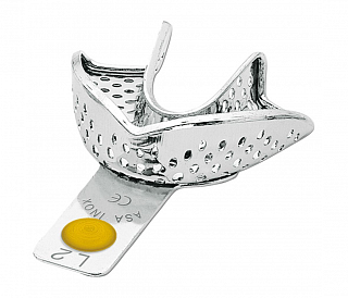 Asa Dental 2804-L2 - ложка слепочная нижняя малая (XS) с перфорацией с бортиками, с цветной кодировкой (жёлтая)