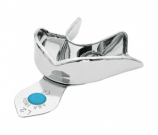 Asa Dental 2803-L2 - ложка слепочная нижняя большая (L) без перфорации с бортиками, с цветной кодировкой (голубая)