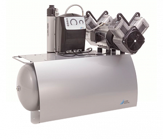 Durr Dental Quattro Tandem - безмасляный компрессор с 1 агрегатом для 4 установок, с осушителем, с ресивером 90 л, 235 л/мин, с электронным блоком контроля