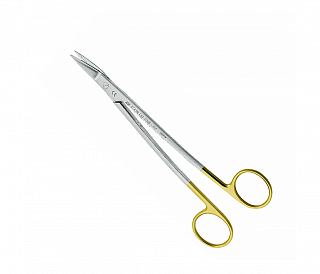 Asa Dental 0306-1TC - ножницы для десны N1 изогнутые с твердосплавными вставками и золотистыми ручками, 17 см