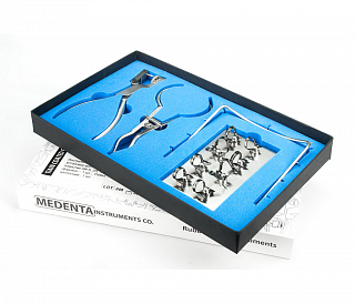 Medenta Rubber Dam Instruments TiAlN - комплект "Раббер Дам", 4 инструмента + 8 креплений с алюминий-титан-нитридным покрытием