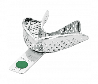 Asa Dental 2804-L5 - ложка слепочная нижняя большая (L) с перфорацией с бортиками, с цветной кодировкой (зелёная)