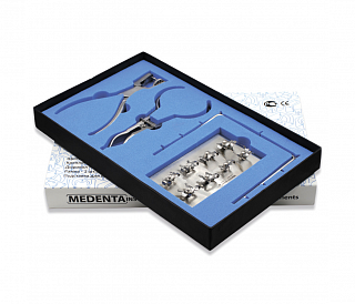 Medenta Rubber Dam Instruments - комплект "Раббер Дам", 4 инструмента + 8 креплений