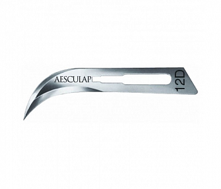 Aesculap BB542 - скальпель №12 D, лезвие, двусторонняя заточка, стерильное (уп. 100 шт)