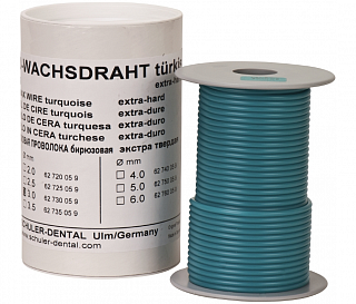 Schuler Dental S-U-WACHSDRAHT - восковая проволока бирюзовая, экстра твердая, 4,0 мм, катушка 250 г