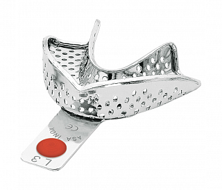 Asa Dental 2804-L3 - ложка слепочная нижняя малая (S) с перфорацией с бортиками, с цветной кодировкой (красная)