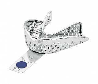 Asa Dental 2804-L6 - ложка слепочная нижняя очень большая (XL) с перфорацией с бортиками, с цветной кодировкой (синяя)