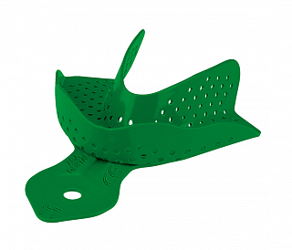 Asa Dental 2814-L4 - ложка слепочная нижняя очень большая (XL) с перфорацией без бортиков, алюминий (зеленая)