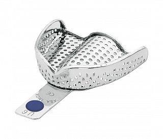 Asa Dental 2804-U6 - ложка слепочная верхняя очень большая (XL) с перфорацией с бортиками, с цветной кодировкой (синяя)