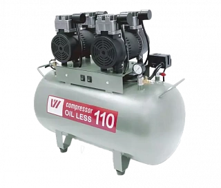 WuerWei W-608 - безмасляный компрессор для 3-х стоматологических установок с ресивером 110 л (260 л/мин)