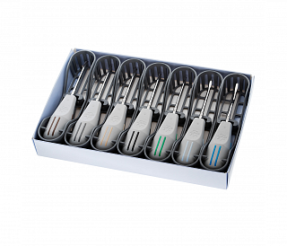 Directa Luxator Periotome KIT-7 - набор люксаторов, 7 шт (L2S, L3C, L3S, L3CA, L3IC, L5C, L5S + точильный камень L10)
